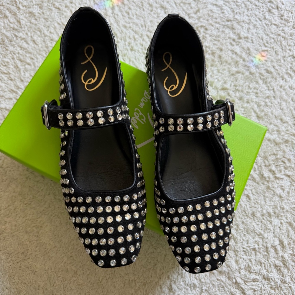 Sam Edelman Black Studded Mary Jane Flats